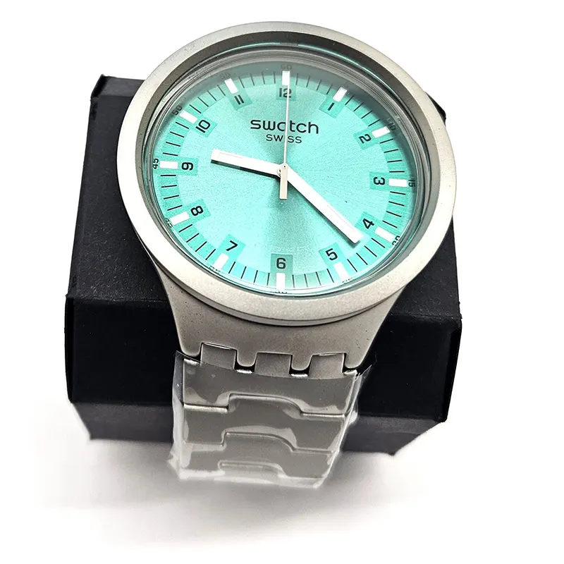 Swatch Turquiose Unisex Big Bold Irony Aqua Shimmer Watch  SB07S100G